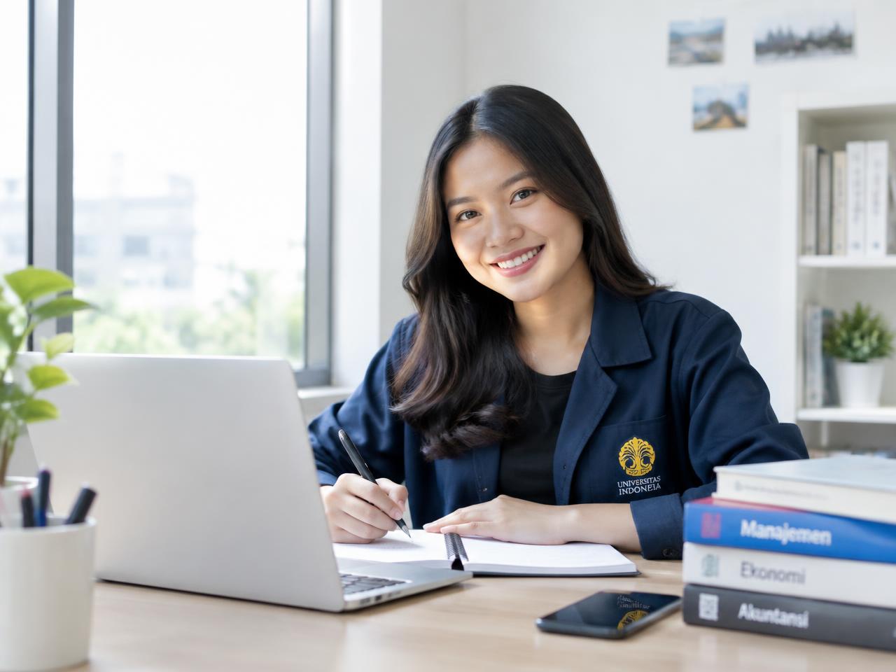 Pelajar Platoo belajar dengan laptop